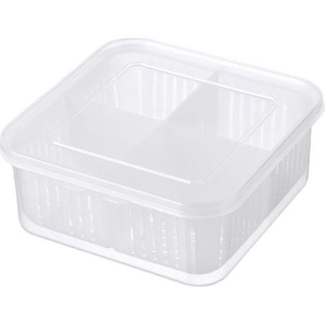 Boîte de conservation pour légumes – Récipient carré pour oignons verts hachés avec égouttoir, pour réfrigérateur et cuisine (1/5)