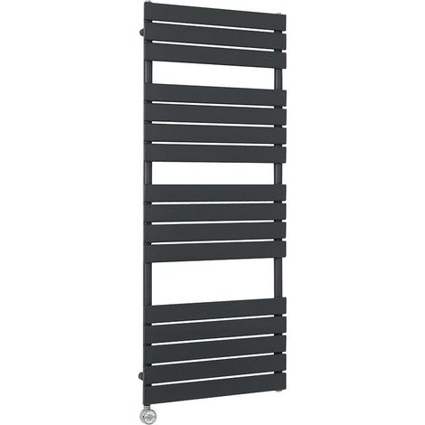 Milano Lustro Electric Anthracite Flat Panel Heated Towel Rail Radiator with WiFi Thermostatic Heating Element - 1500mm x 600mm (1/4)
