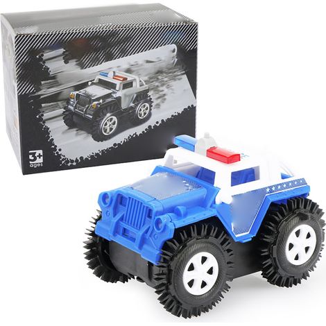 Voiture électrique enfant retournement automatique camion stunt style policier jouet simulation garçons filles bleu blanc (1/5)