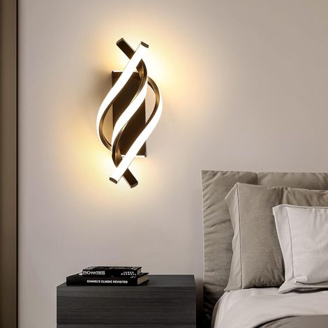 Applique murale noire, applique murale LED spirale moderne, applique murale intérieure, applique murale LED acrylique - Lumière chaude (1/5)