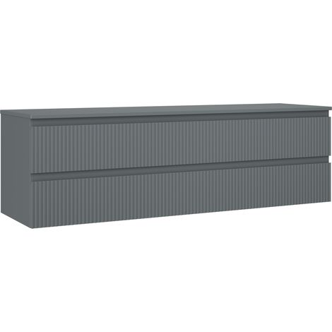 Mexen Rivel Badezimmerschrank 160 cm mit Waschbeckenplatte, 2 Schubladen, gerillt, Graphit matt - 91A20-16047-2-BFFC66 (1/5)