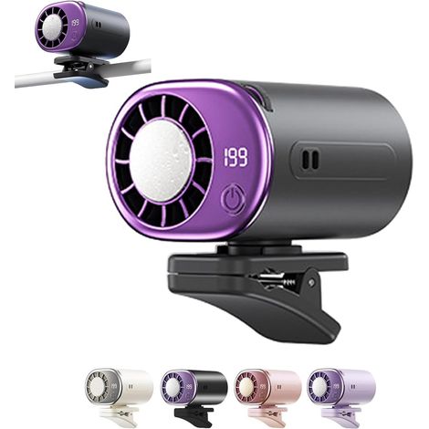Car Clip-On Air Conditioner Fan with LED Display, 360° Adjustable, 199 Speeds, Portable Cooling Fan for Cars,Grey (1/5)