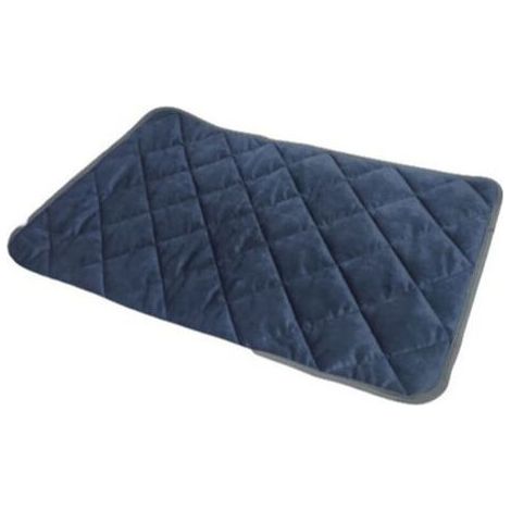 Coussin chauffant électrique pour animaux - 58 x 88 cm - Bleu foncé avec bordure grise, sécurité, lavable (1/5)