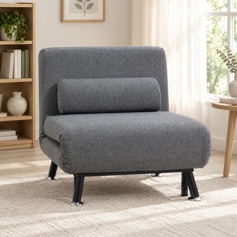 Sillón convertible con función cama, respaldo ajustable, gris oscuro DESVIAE (1/5)