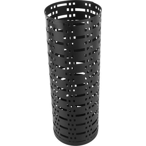 Porte-parapluies en métal noir, résistant à la rouille et imperméable, design rond ajouré, gain de place, élégant, support pour entrée, intérieur et extérieur. (1/5)
