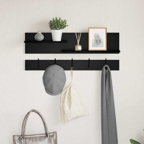 Wandmontierter nachttisch Schwarz Eichen-Optik 90 x 15 x 36 cm