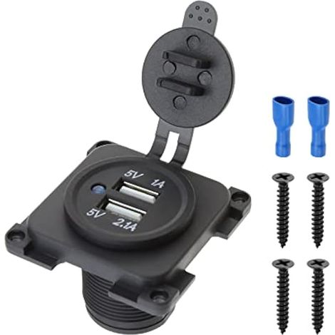 Prise double USB 5V 1A/2.1A charge rapide pour téléphone, tablette, GPS – 12V pour voiture, moto, camping-car, caravane, bateau, yacht