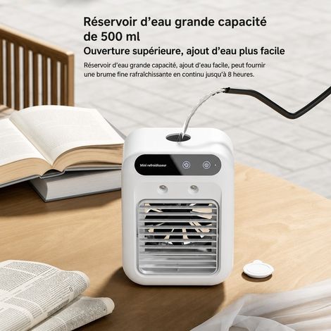 Ventilateur Brumisateur 16,5 x 16,5 x 24 cm 3 Vitesses 900 mL Réservoir avec Glace (1/4)