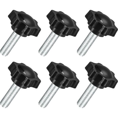 6Pcs Boutons Étoile M10 x 30mm, Bouton de Serrage Hexagonal en Plastique à Visser à la Main pour le Remplacement du Pied de Parasol (1/5)