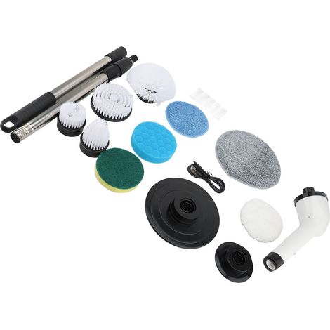 Nettoyeur rotatif électrique 2 vitesses IPX7 résistant à l'eau brosse de nettoyage sans fil puissance avec 9 têtes de salle de bain cuisine blanc (1/2)