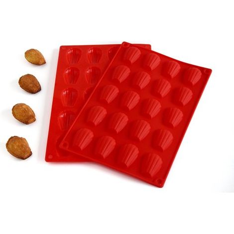 Moule à madeleines en silicone - 20 mini madeleines - Antiadhésif - Moule pâtisserie pliable - Réutilisable - Résistant à la chaleur - Cuisson facile (1/5)