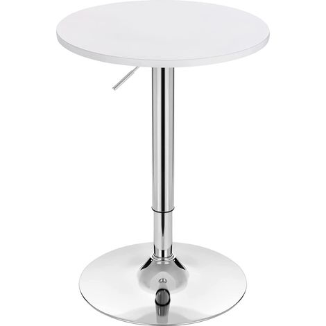Table de Bar Ronde WOLTU, Réglable en Hauteur 69, 5-91, 5 cm, Pivotante à 360°, Table de Bistrot, Blanc
