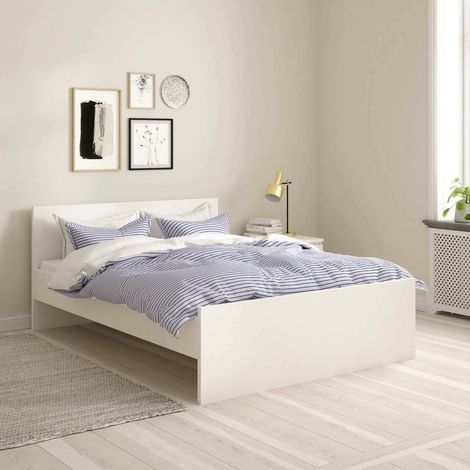 Dmora - Cama plaza y media Gustava, Sommier para dormitorio, Estructura de cama, Estructura del sostenedor del colchón, 197x146 h80 cm, Blanco (1/5)