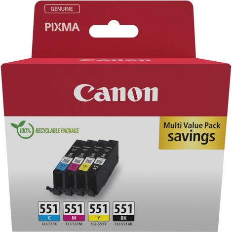 Cartuccia Canon 6509B015 7ml Nero/Ciano/Magenta/Giallo [CLI-551 MULTI] (1/4)