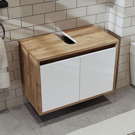 Roomart MELONA-S1-65 Unterschrank 65 cm breit, Weiß-Eiche