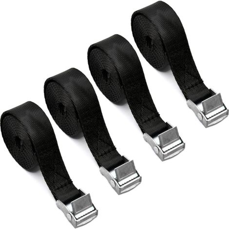 4x Spanngurte 1M Schwarz mit Klemmschloss, 20mm Breite, für Auto, Motorrad, Gepäck