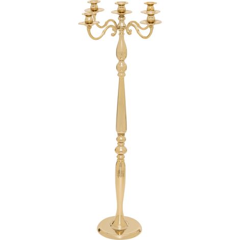 Table de fêtes Bougeoir Chandelier 5 têtes en métal Doré H 98 cm - Feeric Christmas