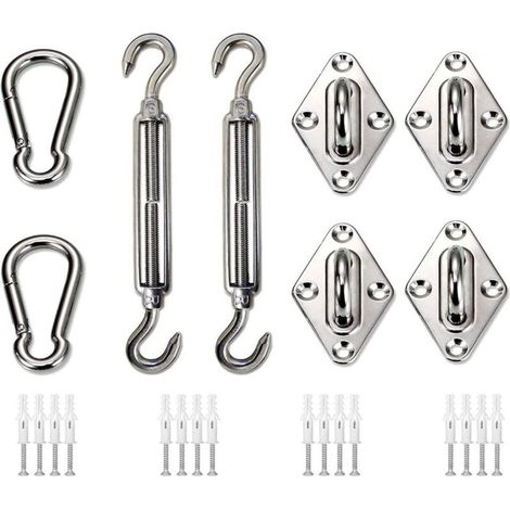 Kit di fissaggio rettangolare in acciaio inox per vele ombreggianti, robusto, per giardino, patio, cortile -Crezuo