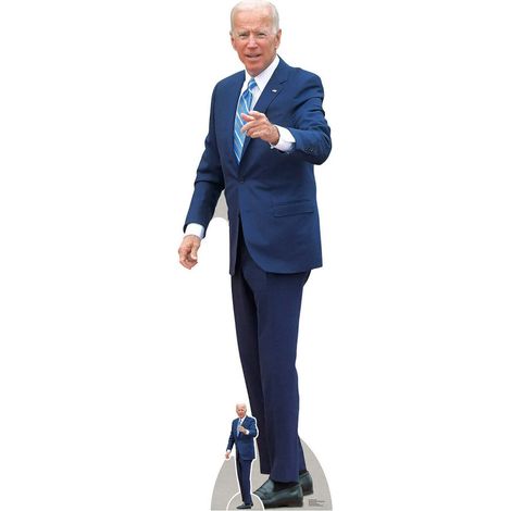 Figurine en carton Président Américain Joe Biden bras gauche et index pointé - Haut 185 cm (1/4)
