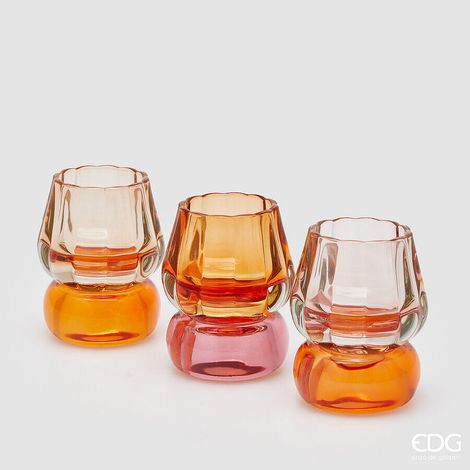EDG Enzo De Gasperi Portacandela Amleto H 11 Cm D 8,5 Cm 3 Ass. Yellow Red 1 Pz