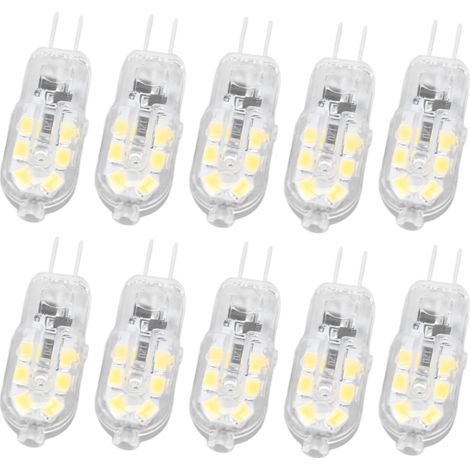 10 Stück G4 LED-Lampen, dimmbar, hohe Farbwiedergabe, transparentes Gehäuse, für Gartenbeleuchtung, 12 V DC, weißes Licht