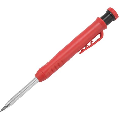 Marqueur de trous profonds à porte-mine premium avec taille-crayon intégré - pour boismétalpierre - Rouge (1/5)