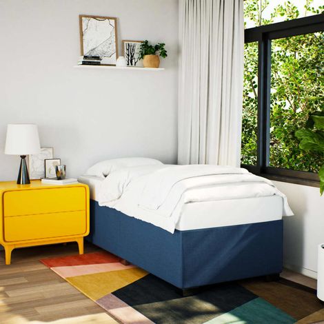 Cadre de lit sans matelas,Structure de lit,Lit Adulte bleu 90x190 cm tissu (1/5)
