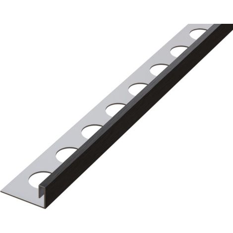 Rektifiziertes Eckprofil Js aus Edelstahl für Fliesen 1cm x 270cm - Satiniertes Schwarz