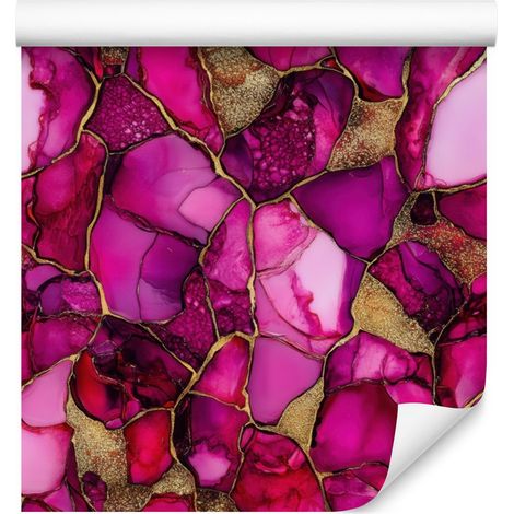 Carta da parati Ink viola, bordeaux, rosa e rosa cipria 50x1000 cm (1/5)