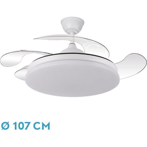 Ventilatore da soffitto DC "Trident", dimmerabile con telecomando (59W 3CCT 6980lm), bianco (1/3)