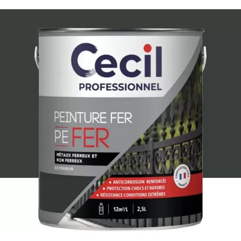 Peinture Fer Glycéro Cécil Professionnel PE FER Noir Mat 2,5 L (1/2)