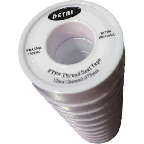 10 x PTFE Teflon Threaded Sealing Tape Adhesive Plumbers Water Tight 12m x 12mm