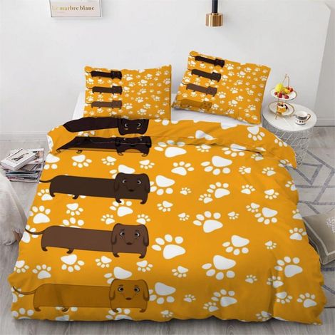 Bettwäsche-Set Dackel 135x200 cm 2-teilig Mikrofaser mit Reißverschluss