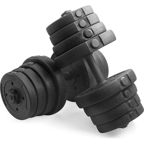 Yaheetech Set 2 Manubri Palestra Casa 12 Piastre Diversi Pesi Coppia Manubrio Regolabile Nero 15 kg