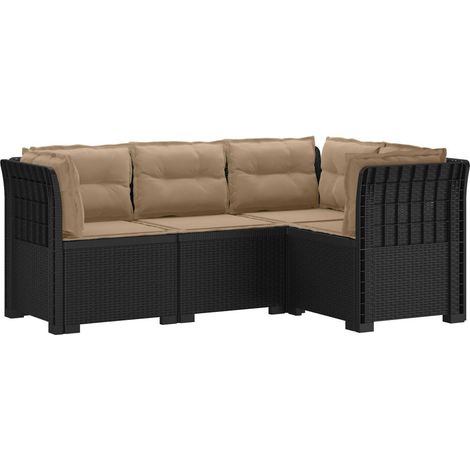 Maison Exclusive - 4-Sitzer Gartensofa mit Kissen Rattan-Look PP (1/5)