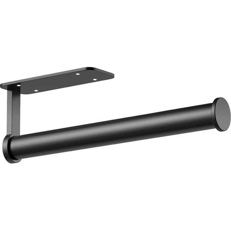 UlisemPorte-essuie-tout autocollant ou perçable iKeeGan 33 cm, porte-rouleau mural, porte-rouleau de cuisine, porte-rouleau de papier (1, noir) (1/4)