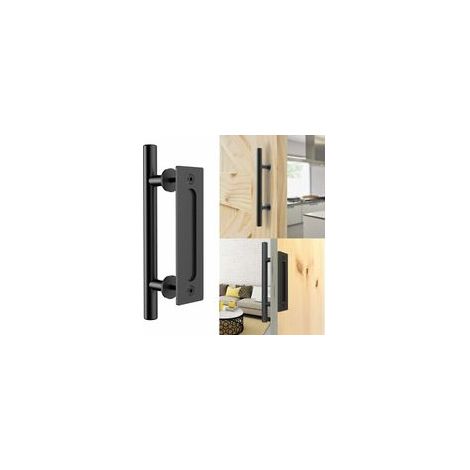 Poignée de porte coulissante noire en aluminium, 30 cm, pour porte en bois –