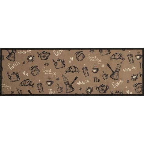 Tapis de cuisine,Tapis de sol lavable imprimé Morning brun 60x180 cm velours CFW660874 (1/5)