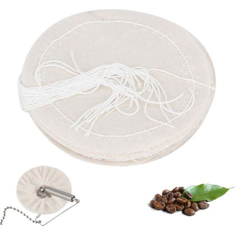 Filtres à café à siphon Lot de 10, en tissu, réutilisables + cordon Compatibles avec les cafetières à siphon (1/5)