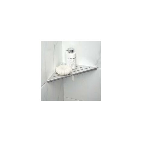 Estante de esquina, estante de ducha de acero inoxidable, estante de ducha empotrado, apto para soporte de champú de baño, color plata-Crezuo