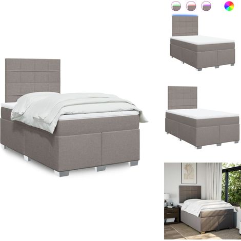Sommier à lattes de lit avec matelas taupe 120x190 cm tissu - Sommier À Lattes De Lit - Sommiers À Lattes De Lit - Lit - Meuble De Chambre À Coucher (1/5)