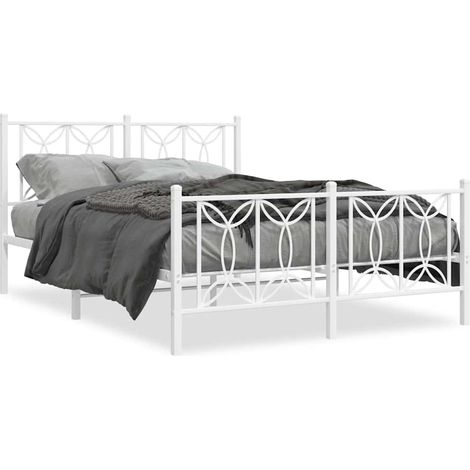 Maison Exclusive - Cadre de lit métal sans matelas et pied de lit blanc 135x190 cm (1/5)