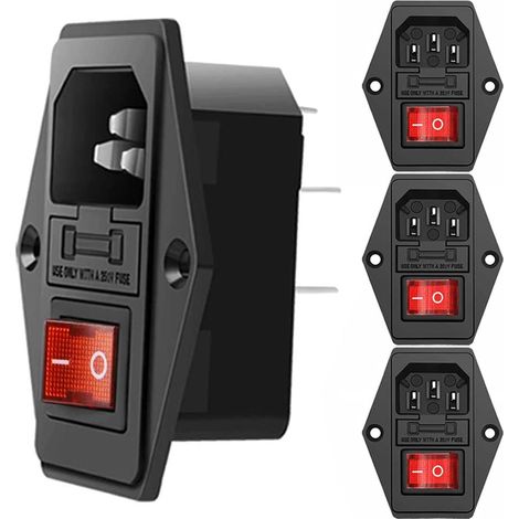 4 pièces Prise de module d'entrée IEC320 C14 à 3 broches interrupteur à fusible 10A, prise de courant mâle 10A 250V AC pour appareils médicaux d'équipement de laboratoire (1/5)