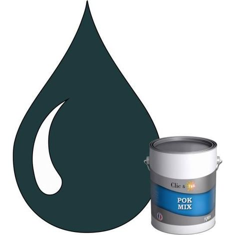 Peinture d'Accroche et Finition 2 en 1 - POK - POK MIX Vert - Acrylique Satinée - RAL 6004 - 1L (1/4)