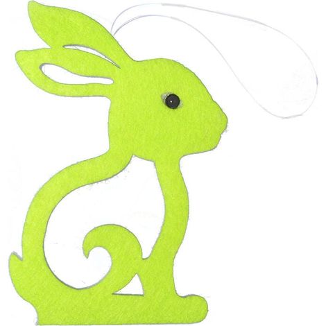 Osterfigur – Schaumstoffhasenanhänger auf Holzsockel, Grün, 13 cm (1/2)