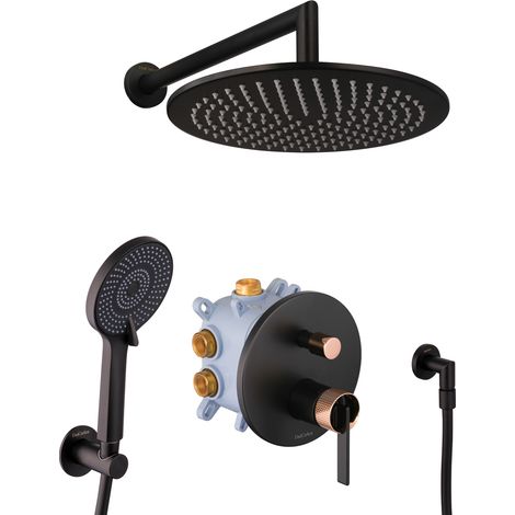 PaulGurkes Duschset Unterputz Matt-Schwarz Rosé-Gold Duschsystem (1/5)