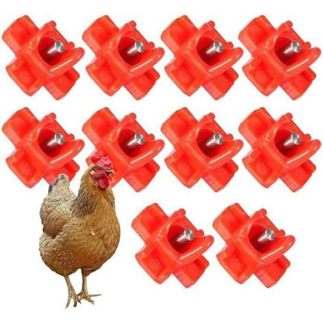 10pcs Eau Tetine Poulet Alimentateur, Abreuvoir Poulet Automatique, Abreuvoir a Poulet Bol d'eau en Plastique, pour Poule Volaille C (1/5)