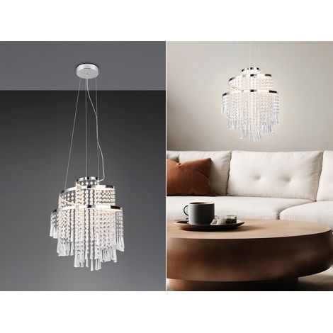 LED Kronleuchter POMP mit Acryl Kristallbehang und Fernbedienung Ø 38cm