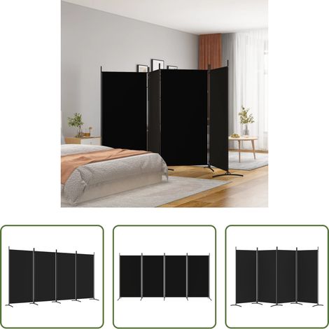 Raumteiler - 4-tlg. Paravent Schwarz 346x180 cm Stoff (1/5)