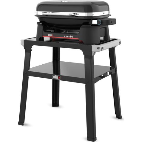 Weber Lumin Barbecue Elettrico Con Supporto 2200W 315°C Griglia In Ghisa Smaltata 49x33 Cm Nero